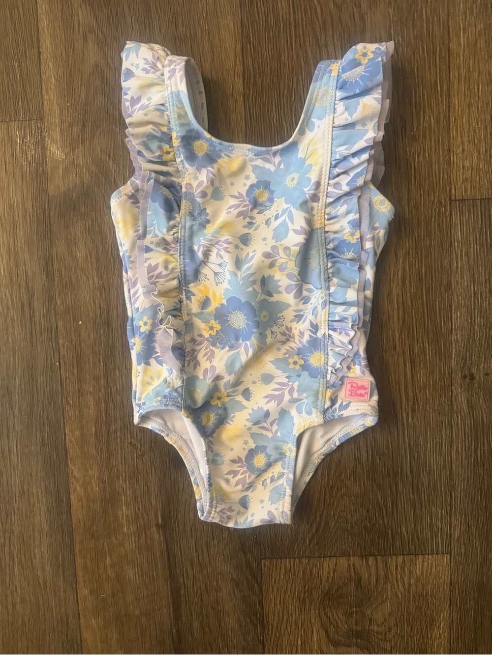Ruffle Butts Baby Blue Floral Ruffle One-Piece Swimsuit